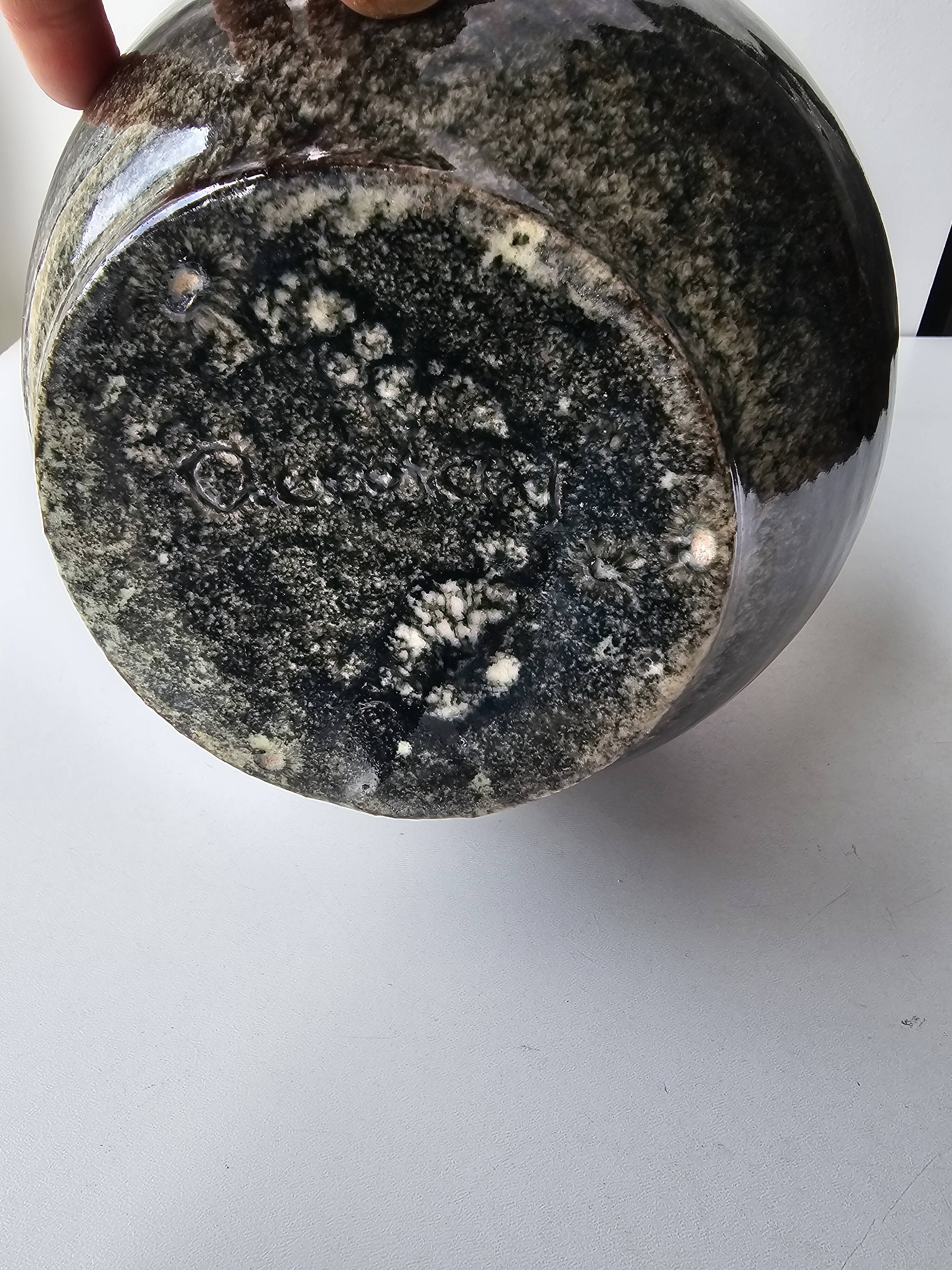 Large baluster vase in glazed ceramic Signed Accolay