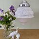 Vintage art deco globe pendant light in white Clichy glass