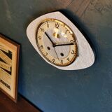 Clock formica wall clock vintage silent 50s "FFR Morbier gray white"