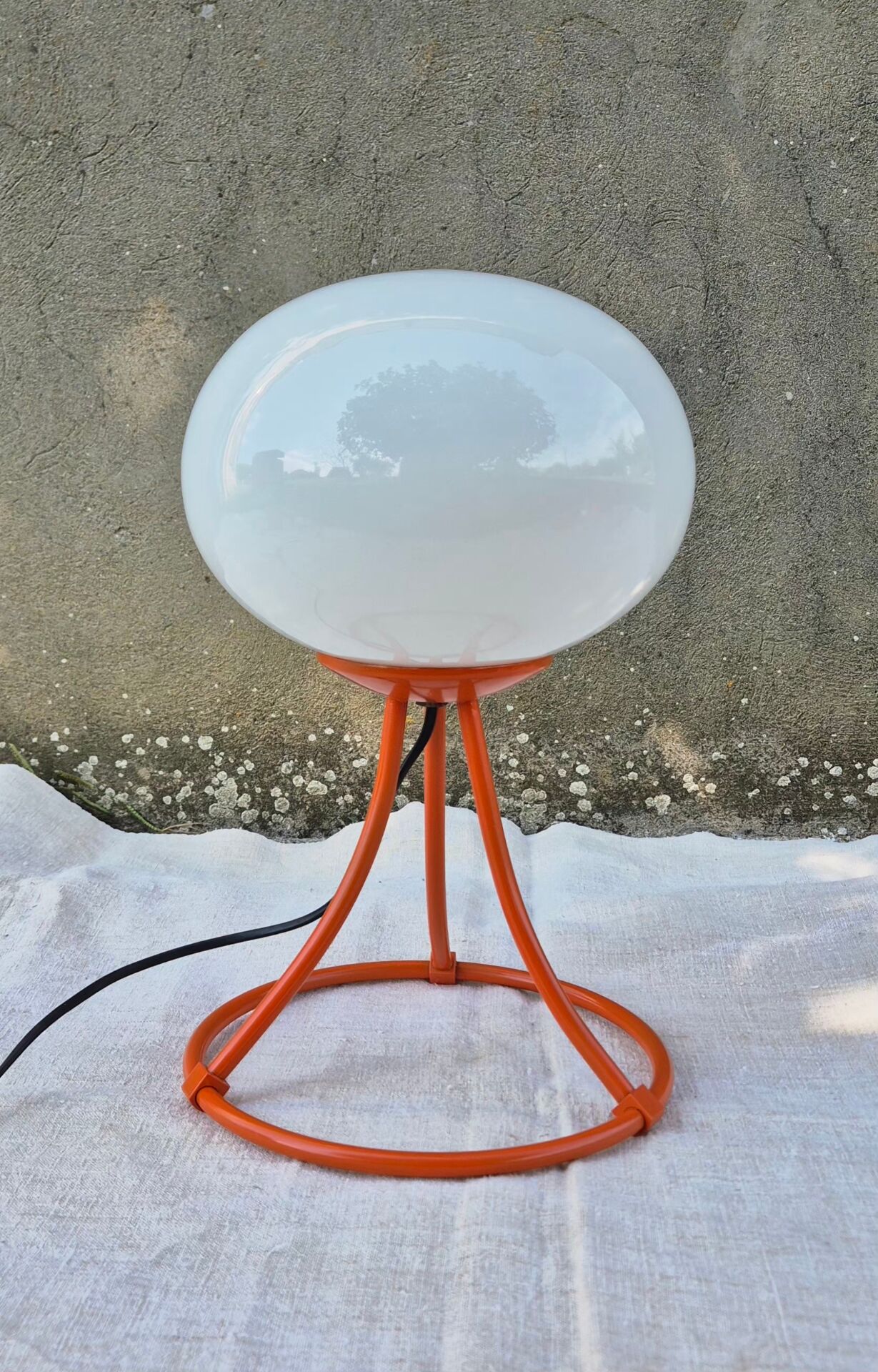 Vintage Space Age orange opaline table lamp 70s