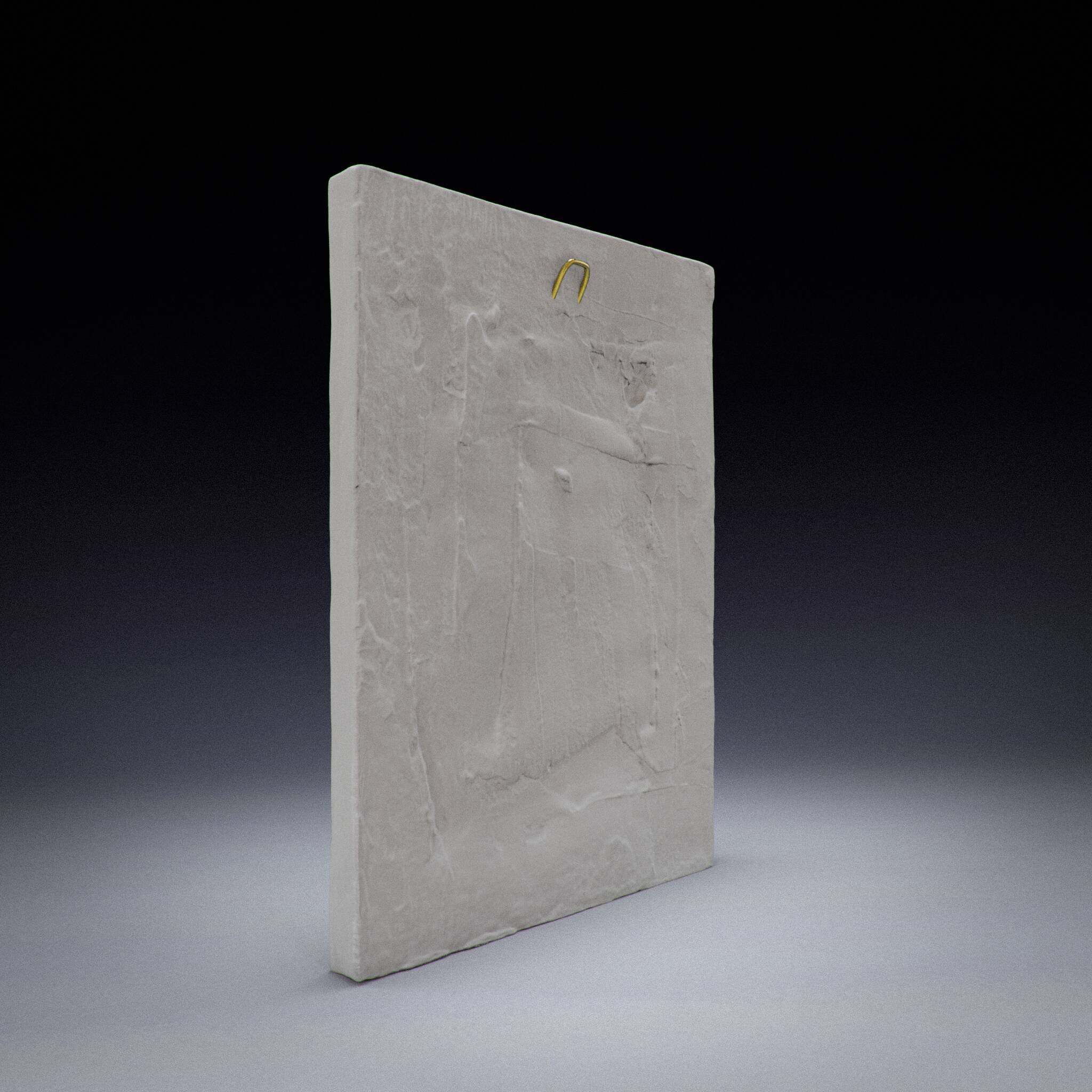 Plaster bas-relief of an acanthus leaf.