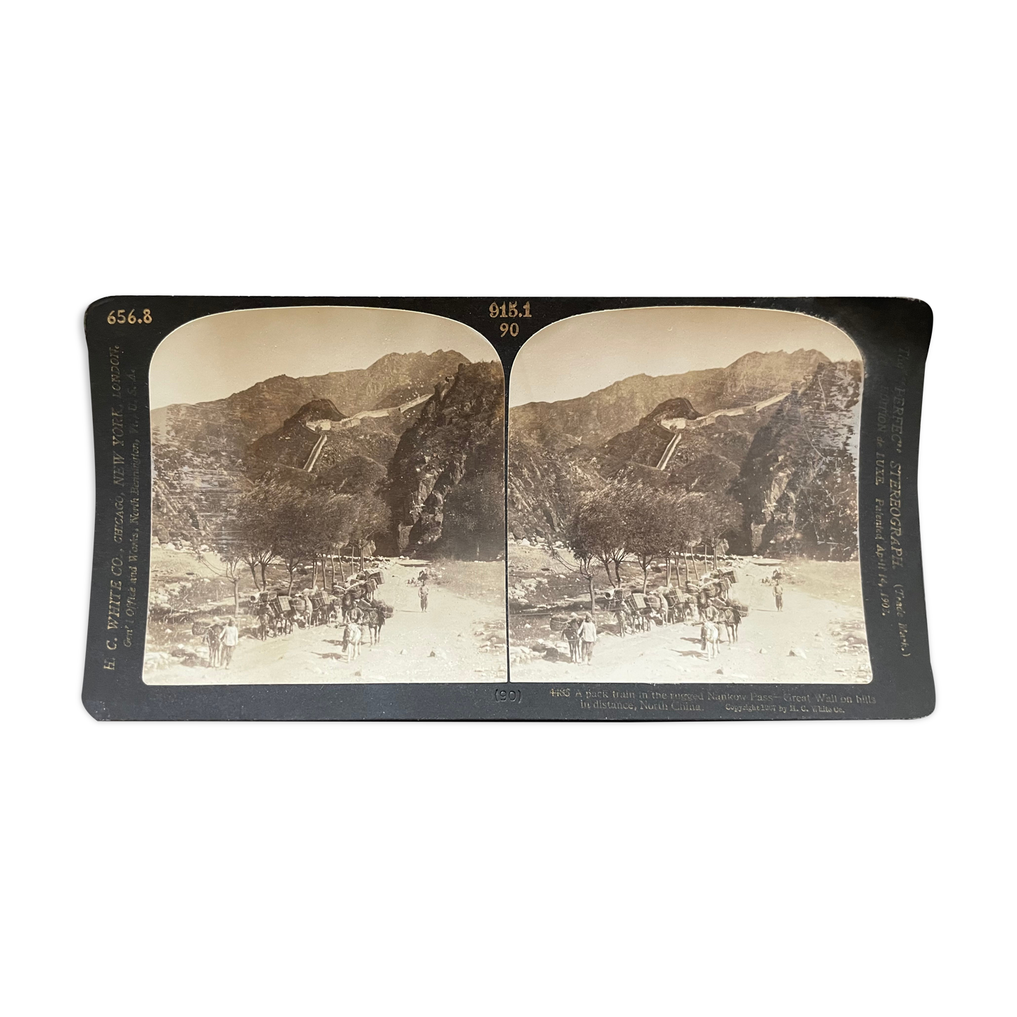 Old photography stereo, stereograph, luxury albumine 1903 Great Wall of China