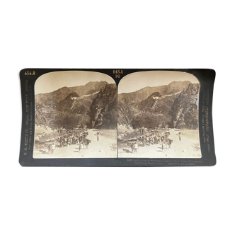 Photographie ancienne stereo, stereograph, luxe albumine 1903 Grande Muraille de Chine