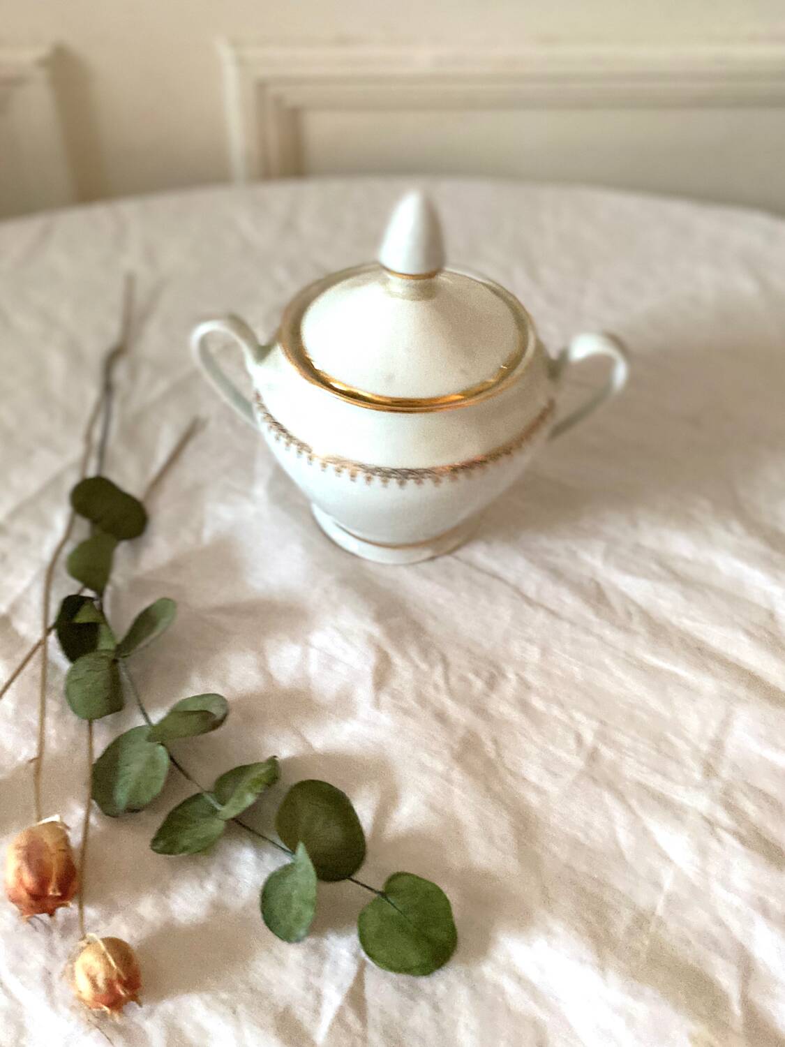 Fine porcelain sugar bowl from sologne france