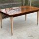 Scandinavian extendable dining table in wood and beautiful lacquered marquetry 230cm