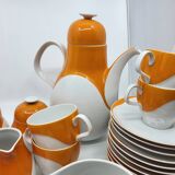 Heinrich Germany complete service in white and orange porcelain Space Age 1970