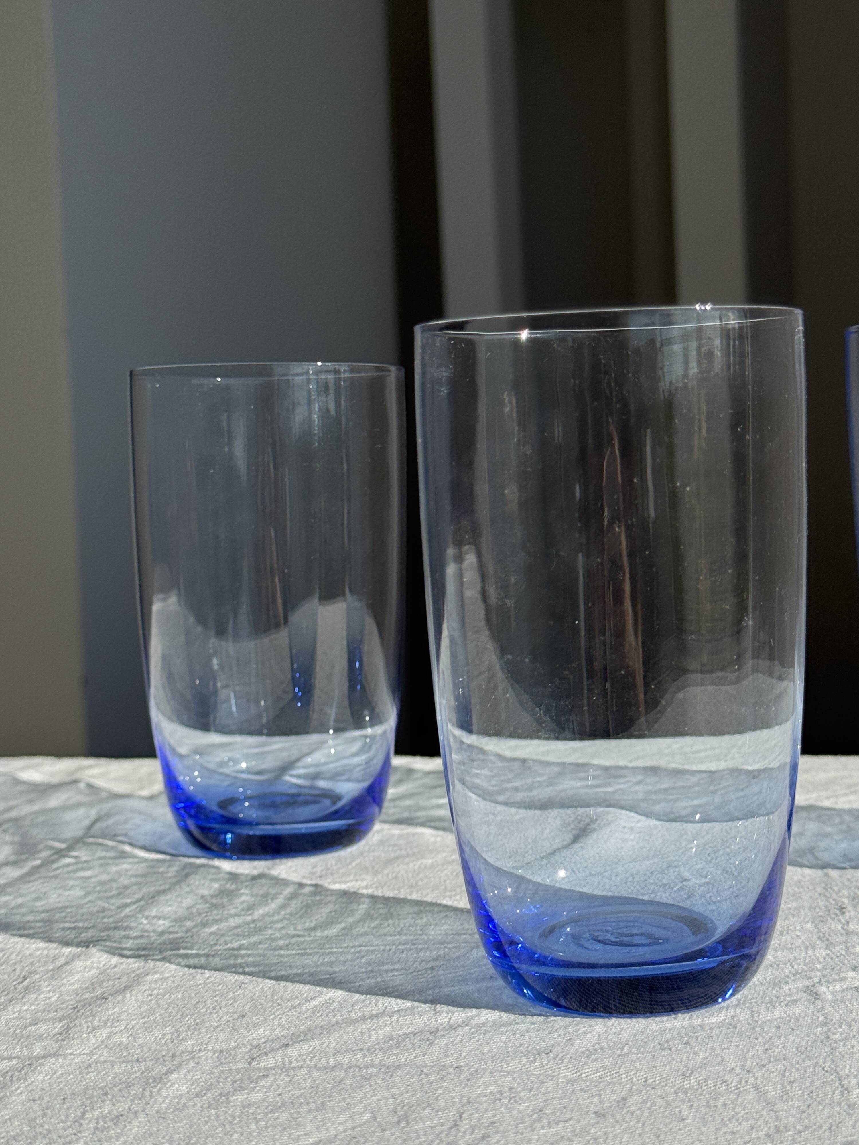 Set of 4 blue orangeade glasses H14