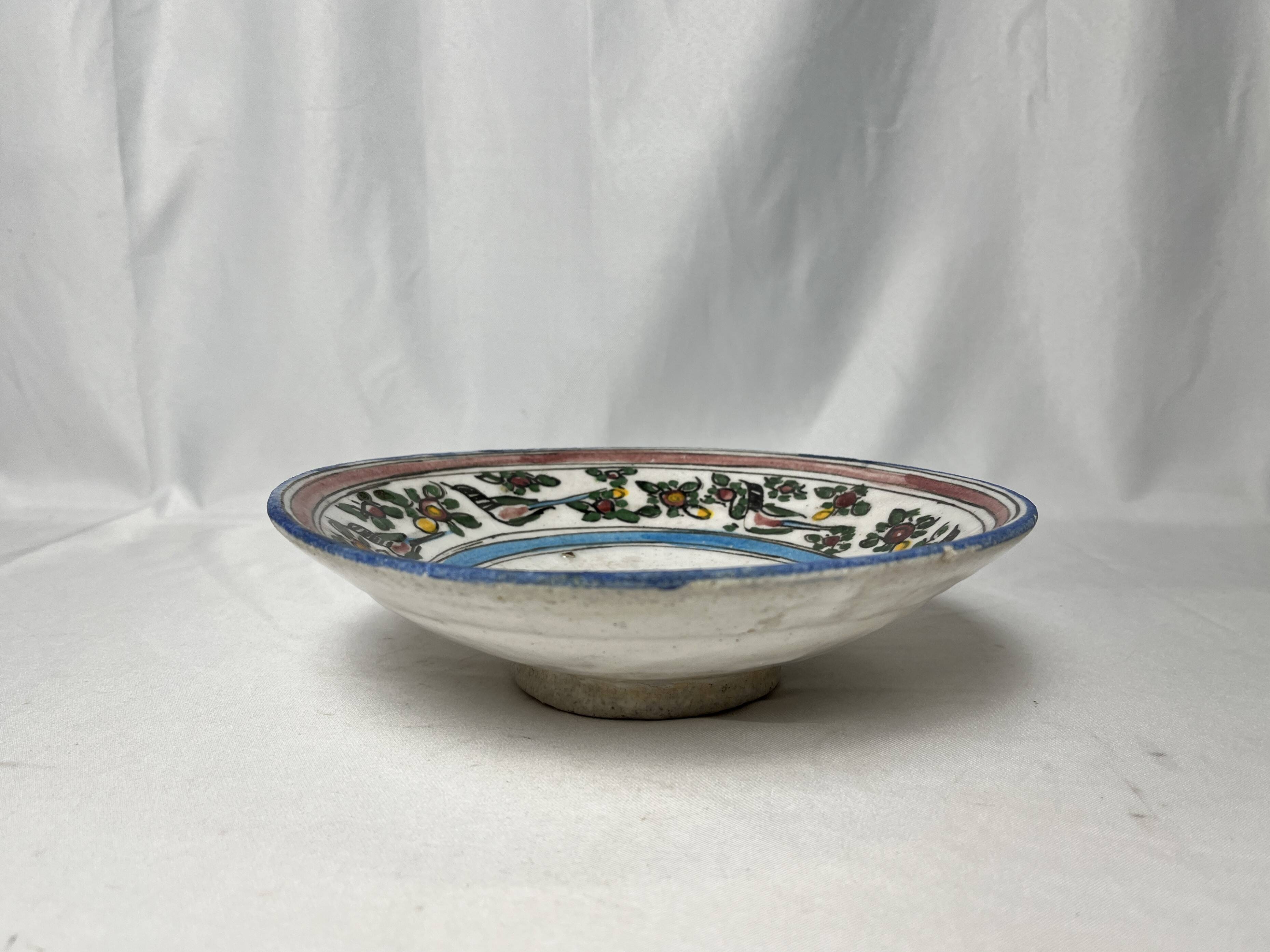 Qadjar, siliceous ceramic plate Persia Iran 18th century