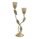 Vintage Italian Double Light Table Lamp Green Leaves Glass Shades