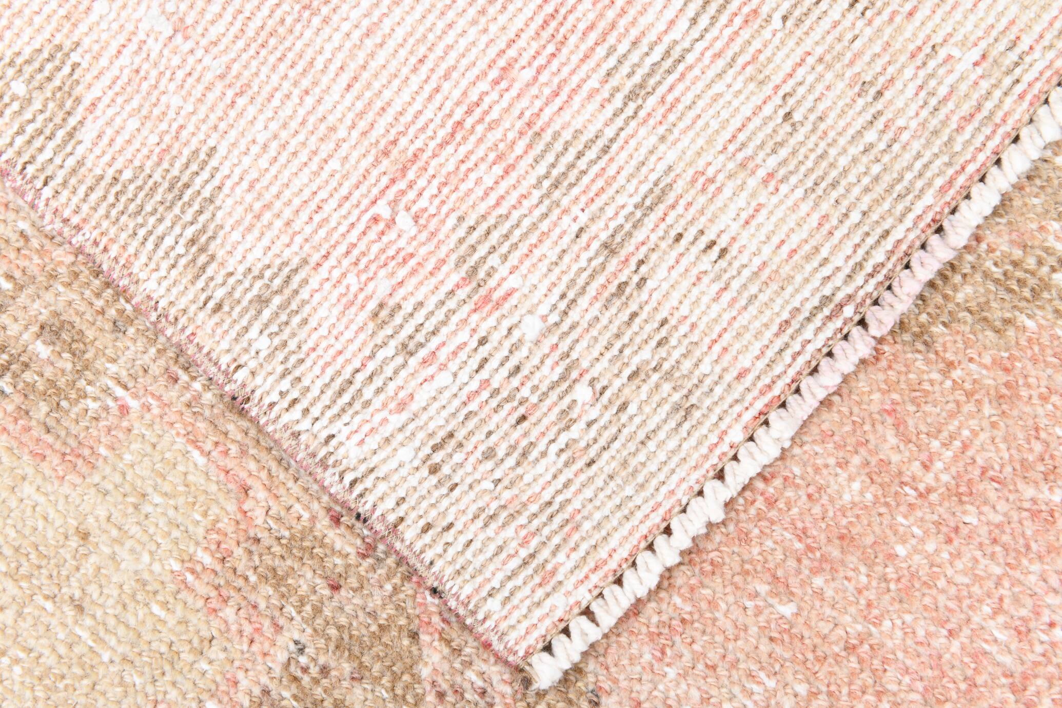 3x13 Pink & Brown Long Classic Vintage Runner Rug, 92x415Cm