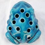Blue ceramic frog flower frog