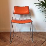 70s chrome metal and skai chair