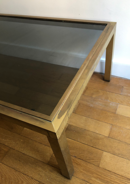 Low table smoked glass and brass