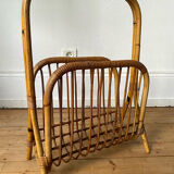 Vintage rattan magazine holder