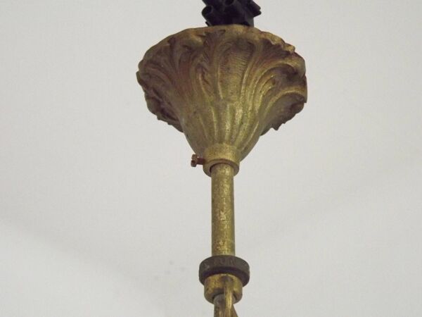 Lustre traditionnel français vintage en bronze à 5 lumières, datant du milieu du siècle dernier 5489