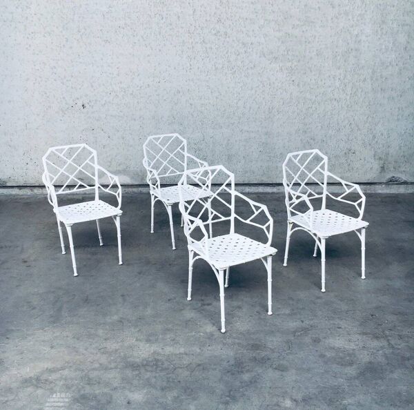 Calcutta Outdoor Armchair in Faux Bamboo by Hall Bradley for Brown Jordan, 1960s, Set of 4