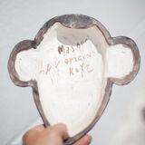 African ceramic mask Chokwe mwana pwo, pottery, wall decoration, signed mask, collection, 50's