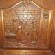 Antique carved oak wardrobe – figurative scene – late 19th century