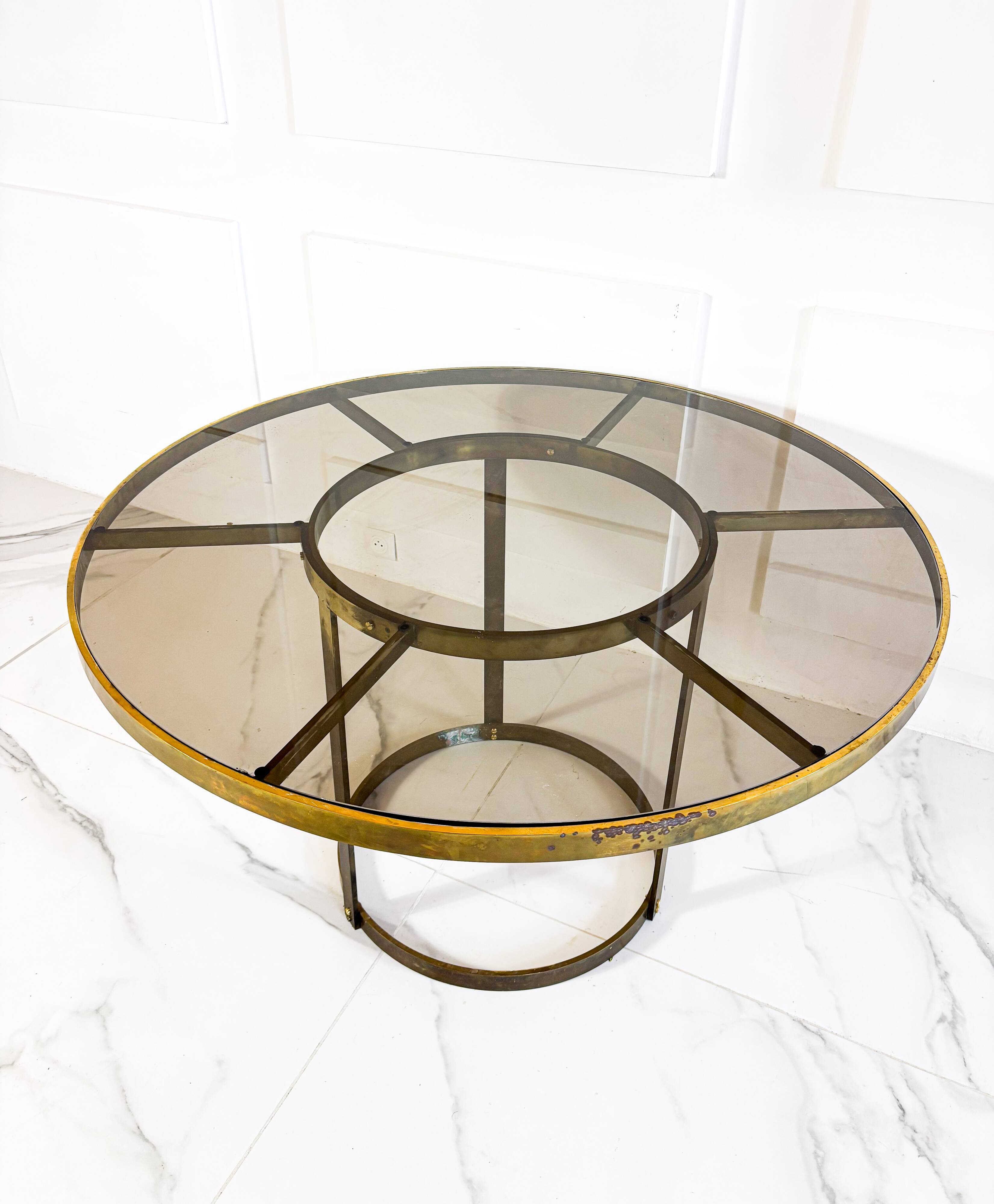 Italian brass table, circa 1970, Gabriella Crespi style