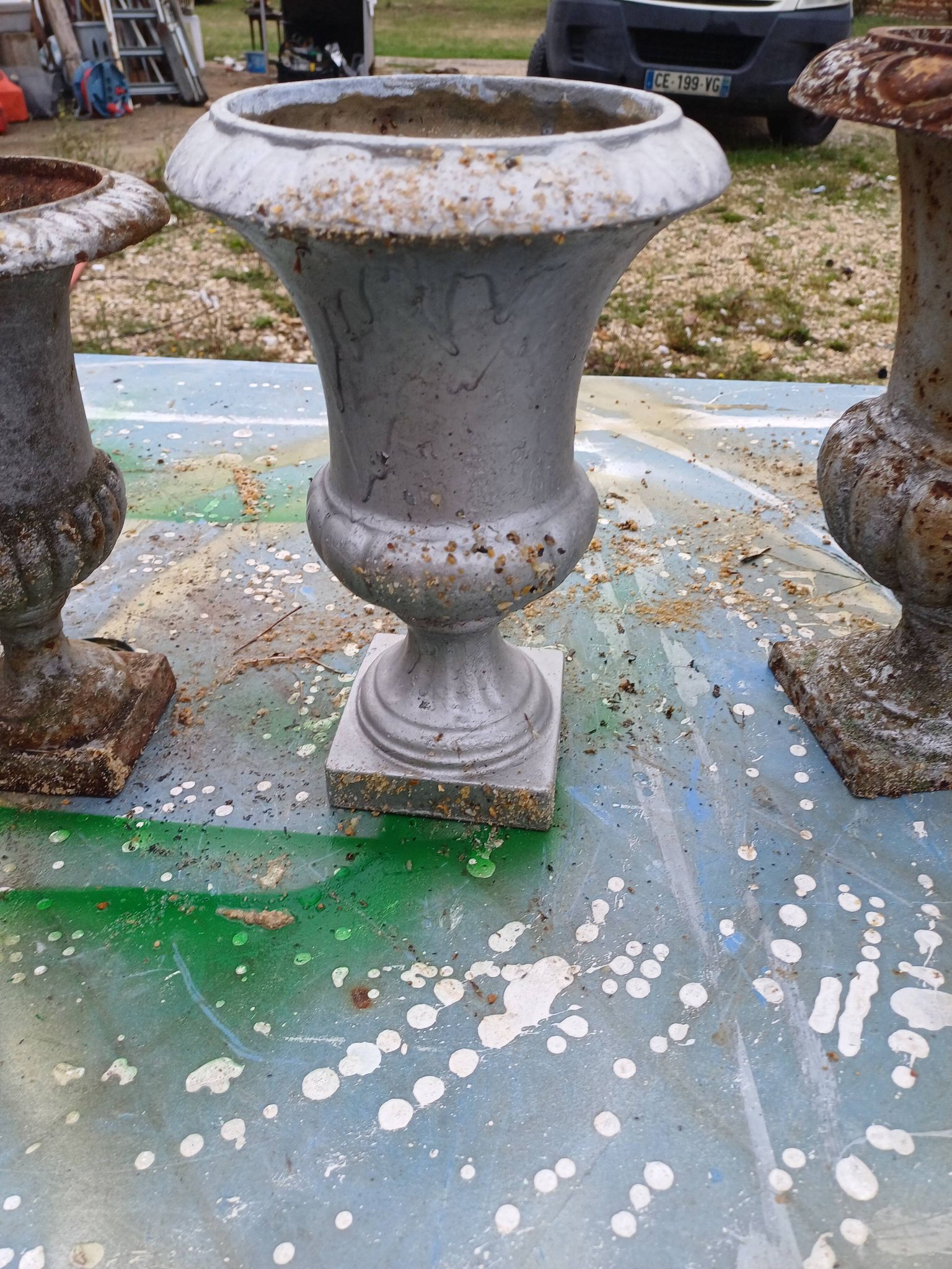 Lot of 6 Medici Cast Iron Vases from Charleville - Mézières 1900