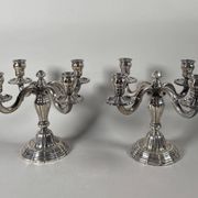 Pair of solid silver 950 candelabra in Louis XVI style