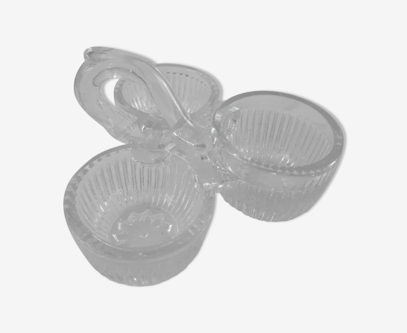 Salière service condiment en verre moulé début XXeme