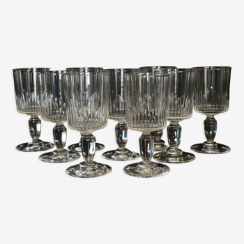 9 anciens verres en cristal taillé Baccarat Val St Lambert modèle Jeux d'Orgues