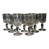 9 old crystal glasses cut Baccarat / Val St Lambert model Jeux d'Orgues