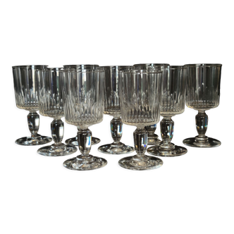 9 old crystal glasses cut Baccarat / Val St Lambert model Jeux d'Orgues