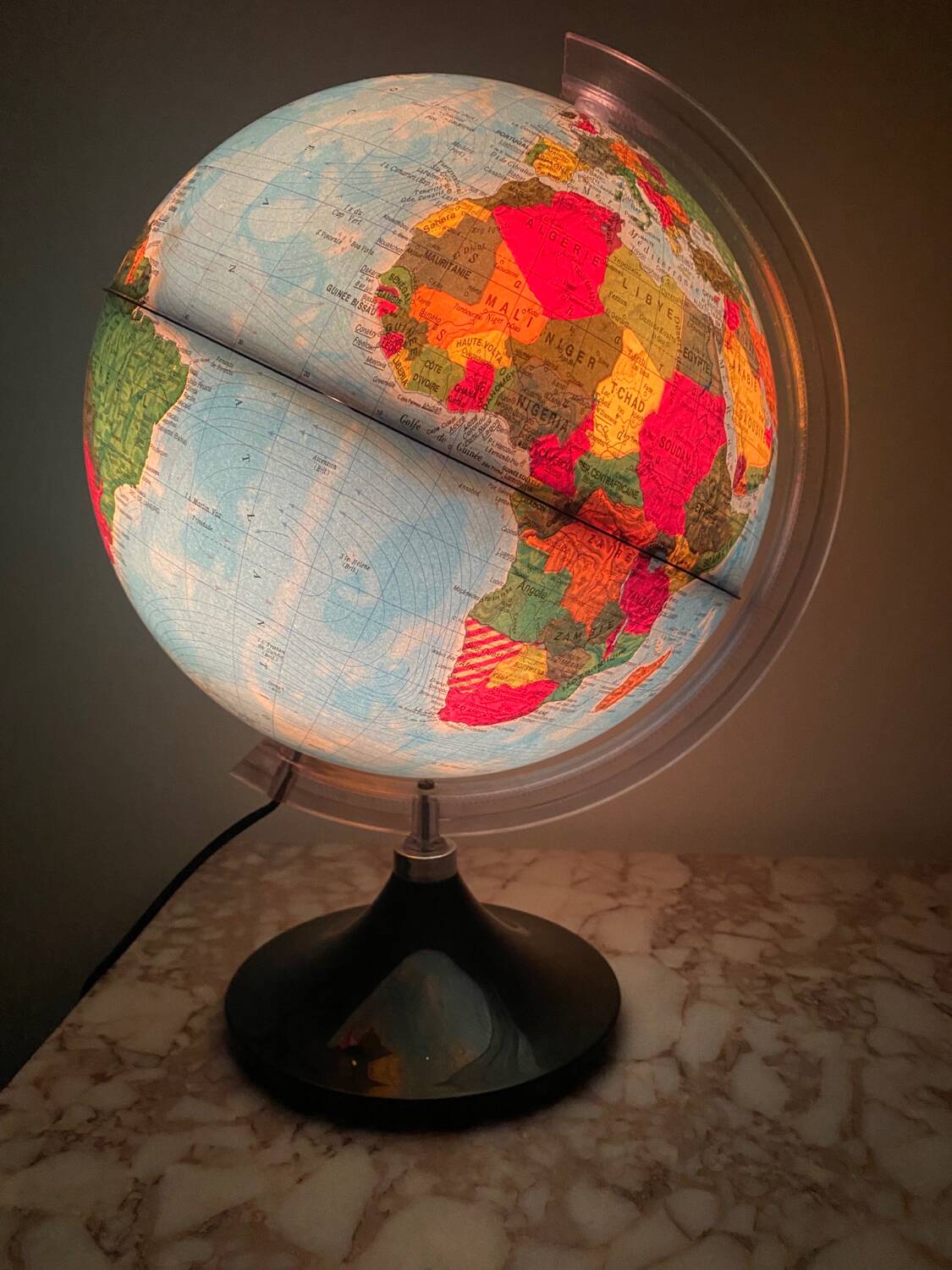 SEDIJE France illuminated terrestrial globe from the 70s