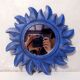 Miroir soleil bleu en bois sculpté vintage