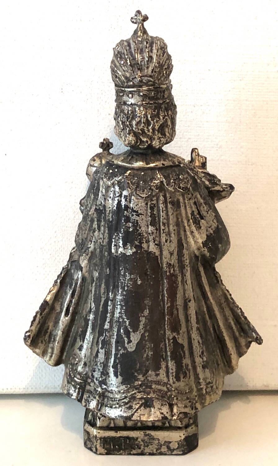 Statuette Jésus Couronné Métal Argenté