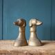 Vintage brass dog head bookends, brass greyhound animals, paperweight, library, office