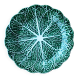 Majolica Cabbage Dish Leaf Green Ceramic Plate Portugal Vintage