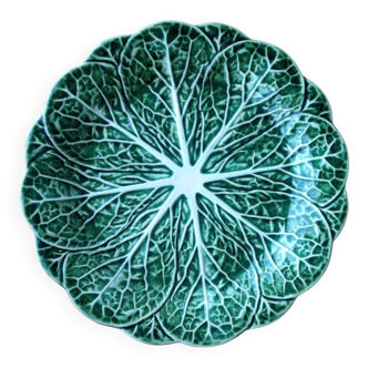Majolica Cabbage Dish Leaf Green Ceramic Plate Portugal Vintage