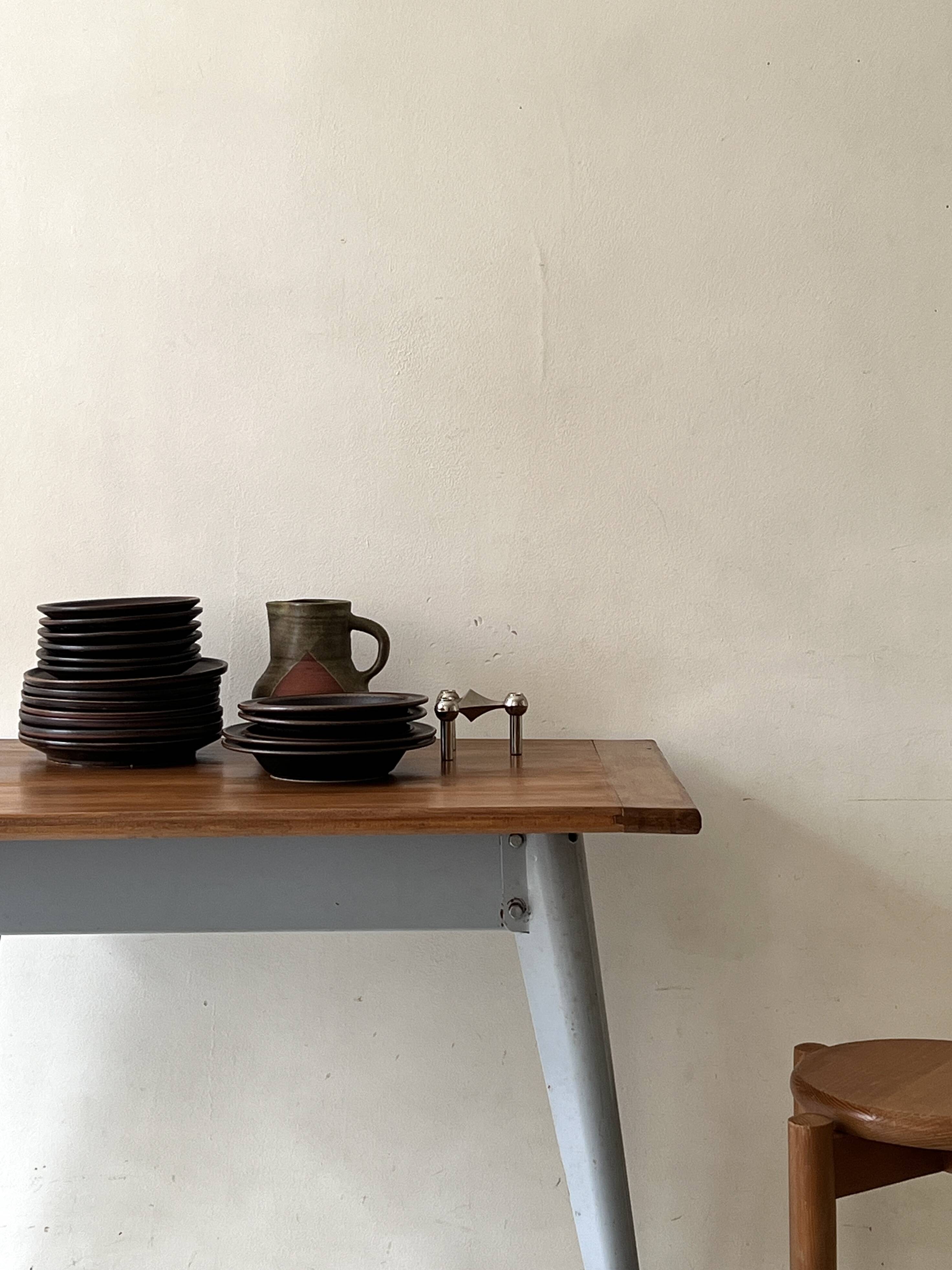 Dining table / desk dlg Tolix 55 in metal and wood, 1950s design