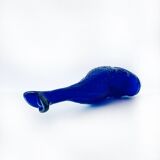 Blue glass fish vase