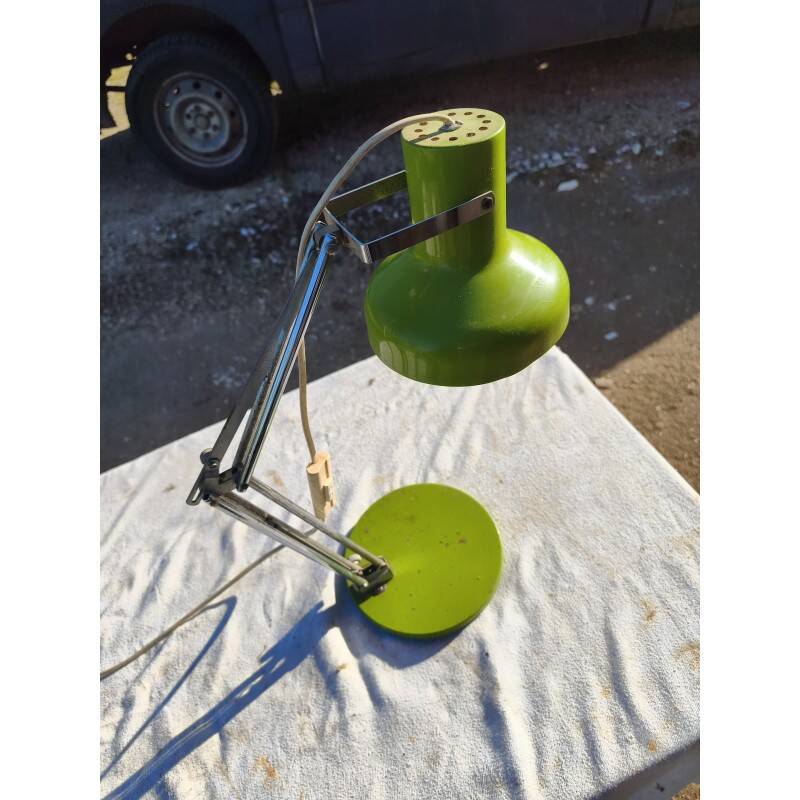 Lampe vintage métal vert et chrome