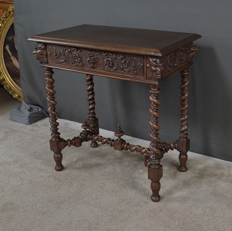 Small walnut desk, Henri II style – late 19th century