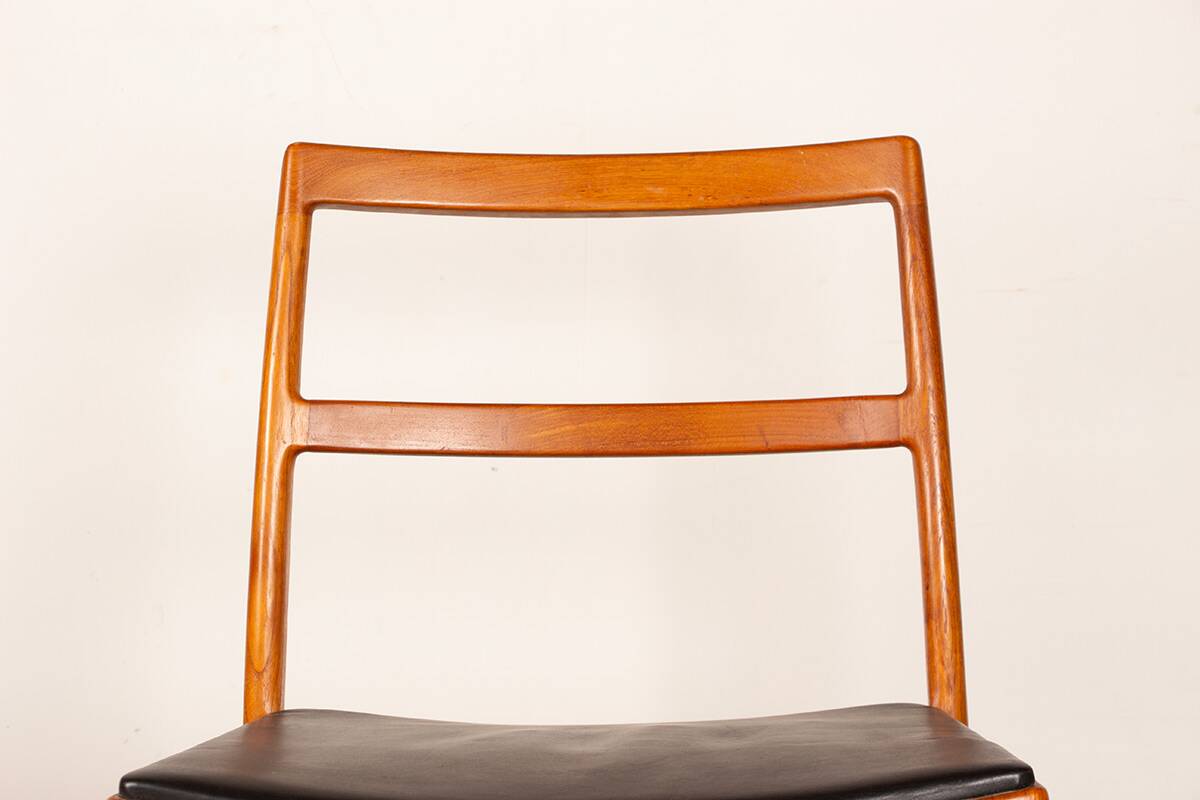 Set of 4 Danish teak and leather chairs, model 430, by Arne Vodder, 1960