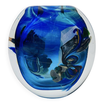 Vase Robert Pierini 2002 Studio Glass 6.3kg Inclusion Polychrome Signé