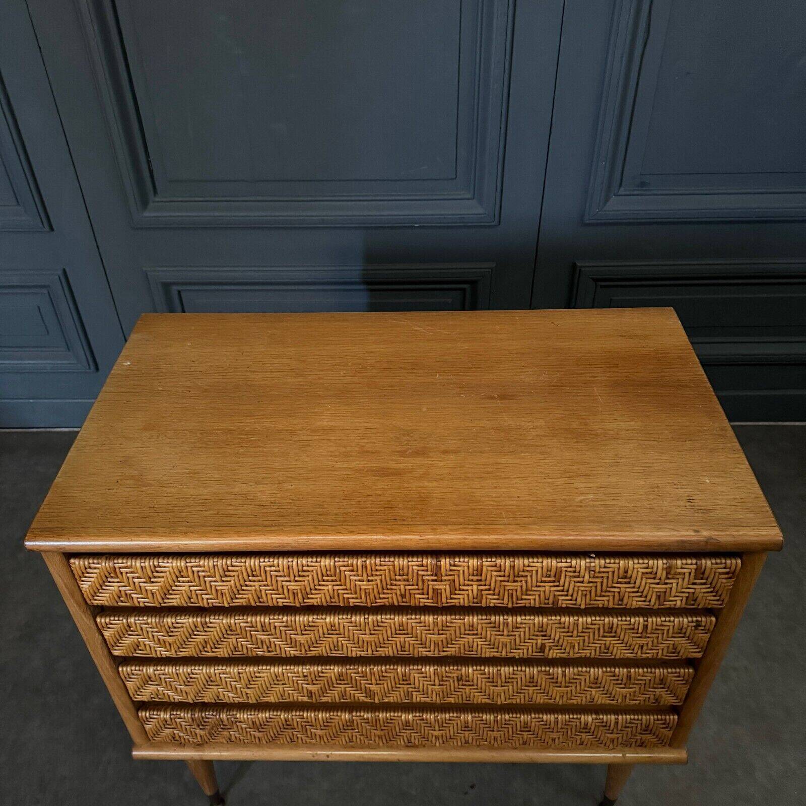 1960 rattan chest of drawers 4 drawers spindle legs