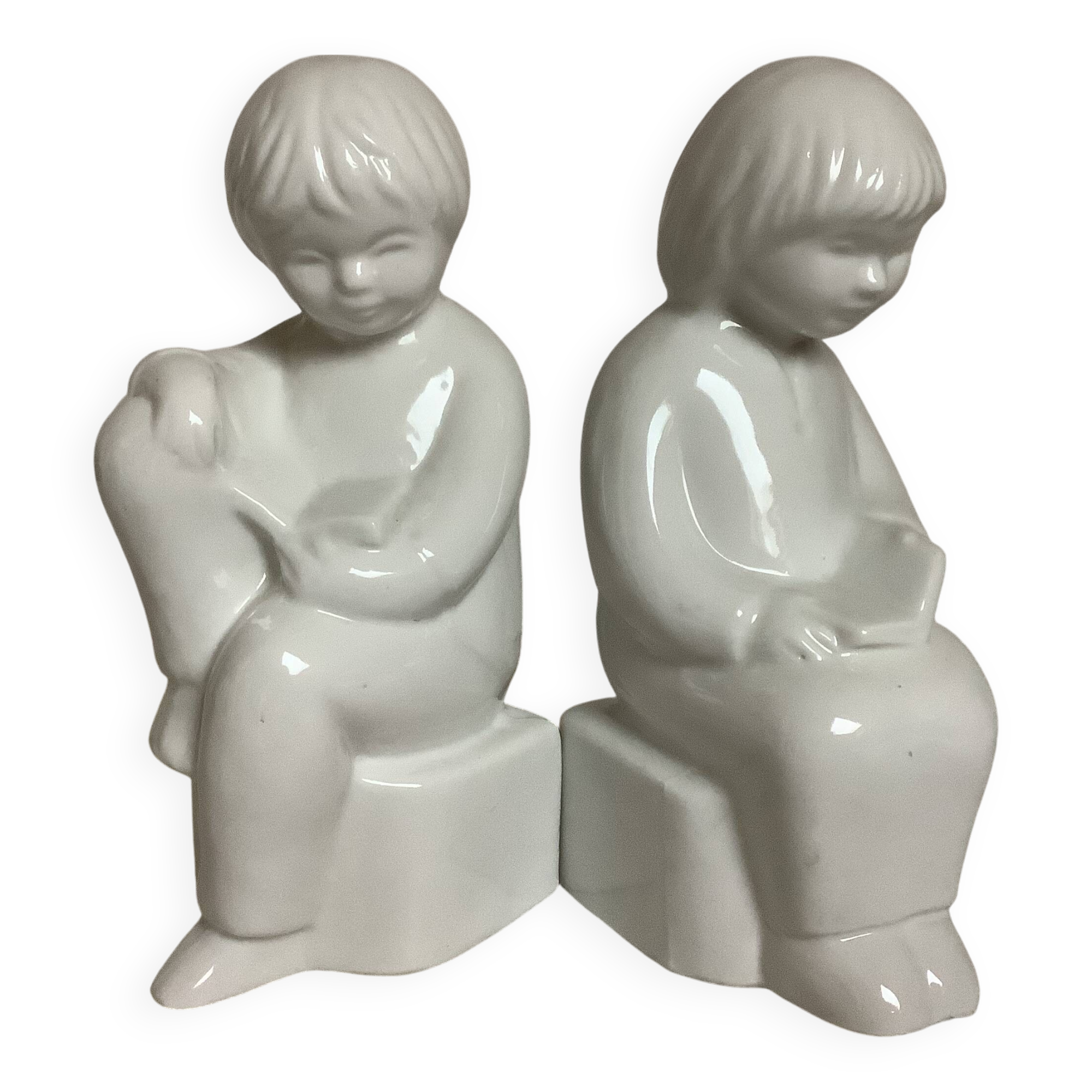 Pair of children's bookends reading from the 70s