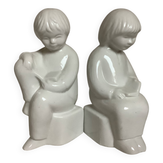 Pair of children's bookends reading from the 70s
