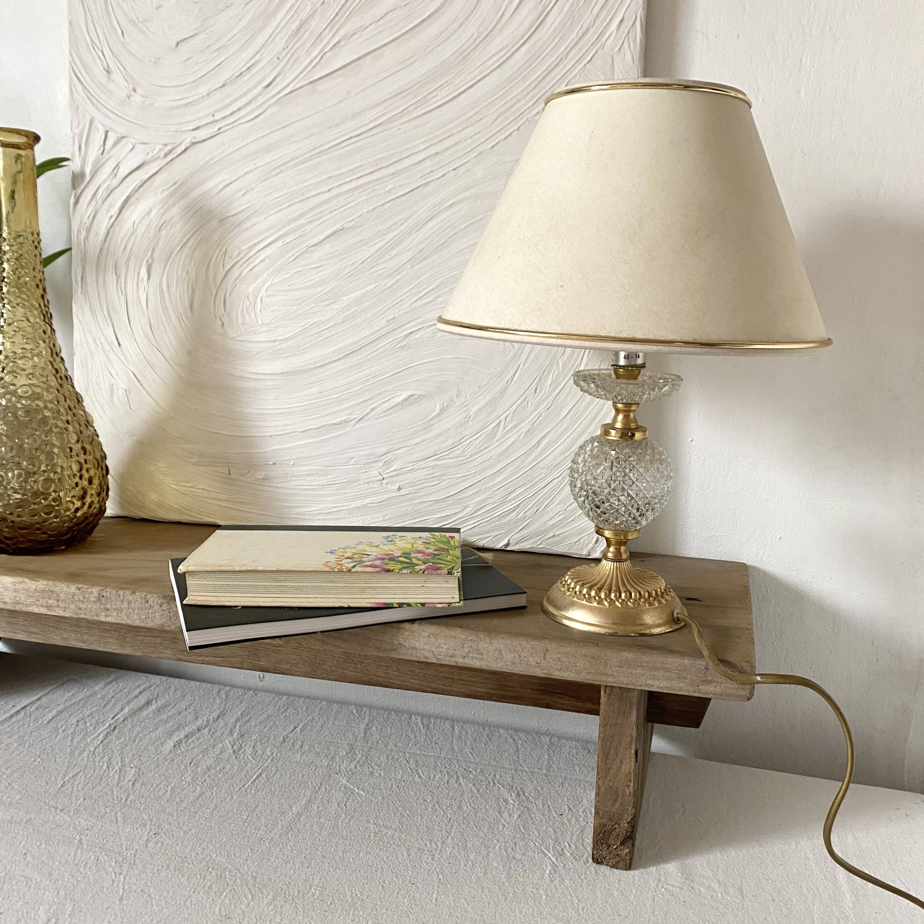Retro lamp in glass and gold metal