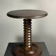 Midcentury brutalist wood turned side table, Charles Dudouyt style, 1950s
