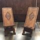 Set of 2 sculpted brown wooden chairs, Cuba 1960s, vernacular style.