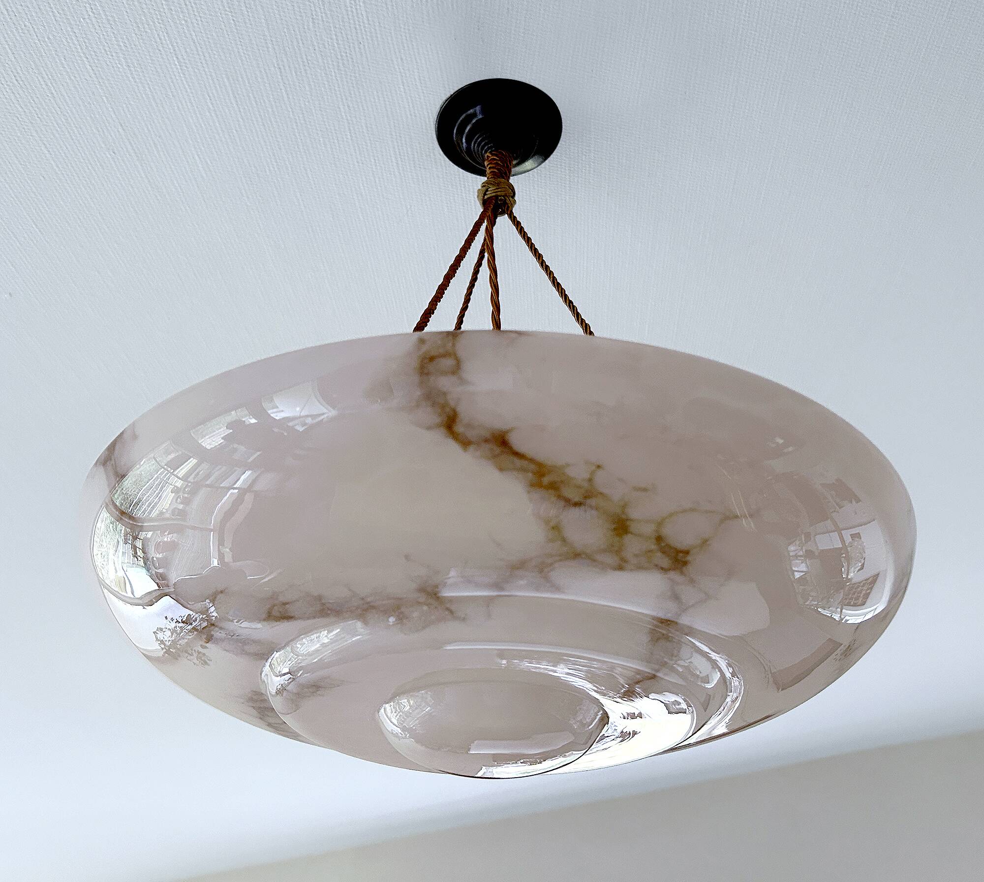 Art Deco Pink Glass Bakelite Pendant Light