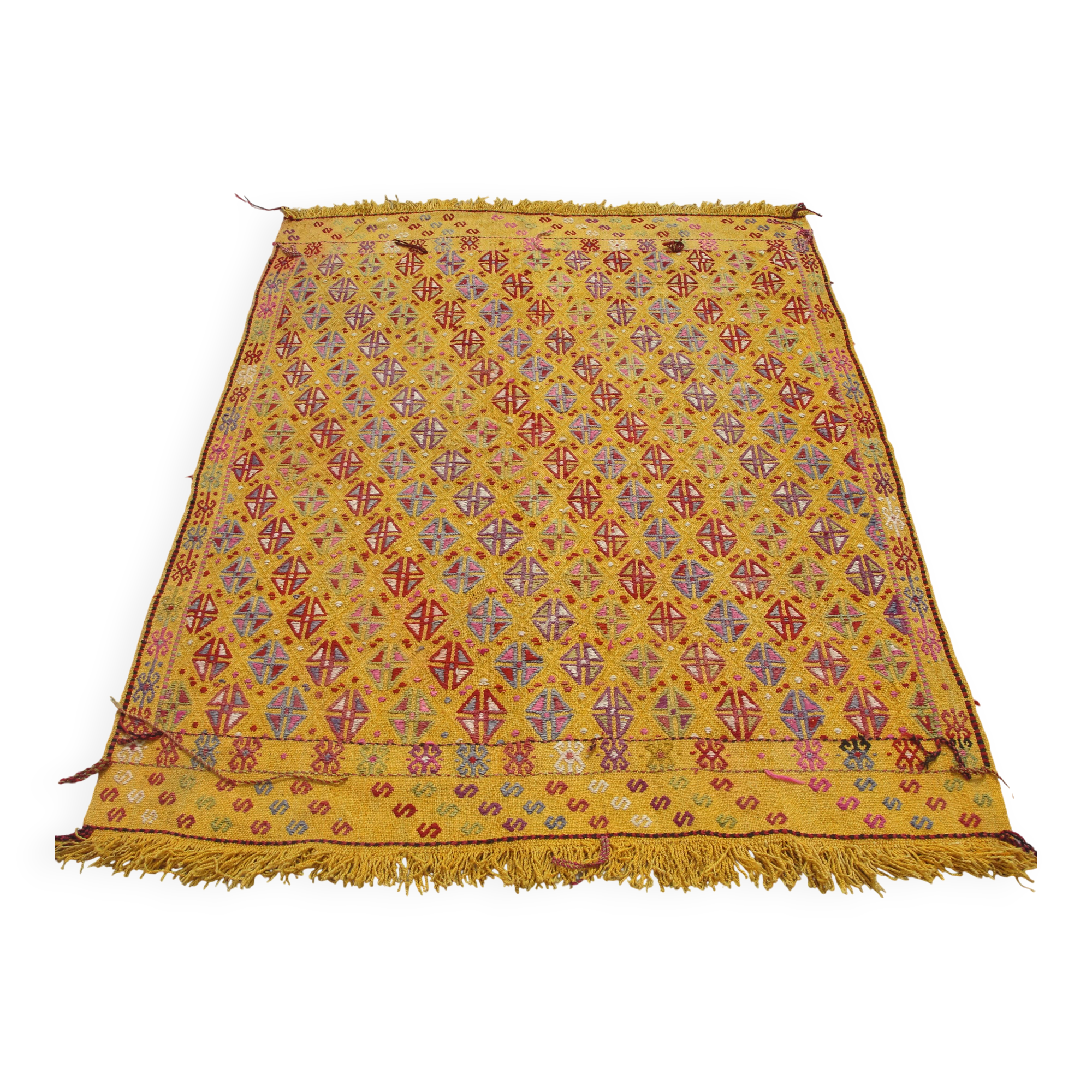 Handmade Yellow area kilim rug