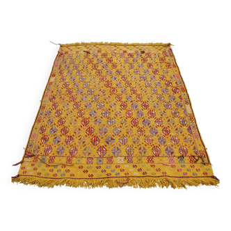 Tapis kilim jaune fait main